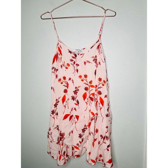 THAKOON COLLECTIVE Pink Leaf Tank Ruffled Tiers Slip Style Mini Dress Size 4 - Picture 4 of 11